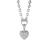 14k White Gold Pave Hearts Pendant Necklace