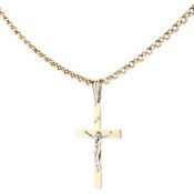 14k Yellow Gold Crucifix Pendant on 21