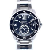 Men's Cartier Calibre De Cartier Diver With Black Dial in Stainless Steel Watch