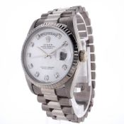 Rolex Day-Date with Mother of Pearl and Diamond Dial in 18k White Gold Watch