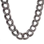 David Yurman Sterling Silver Double Cable/Polished Link Necklace
