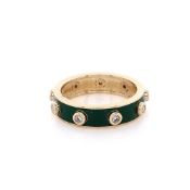 Michael M. 14k Yellow Gold Chroma Extruded Diamond Bezel Ring - Green