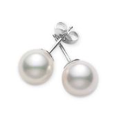 Mikimoto 18k White Gold 7.5mm-8mm Akoya Pearl Stud Earrings - AA Quality