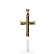Konstantino Kavafi 18k Yellow Gold Black Diamond Cross Pendant