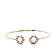 Michael M 14k Yellow Gold Hex Flex Diamond Cuff