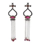 Konstantino Sterling Silver and 18k Yellow Gold Corundum Tassle Earrings