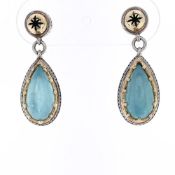 Konstantino Two-Tone Aurora Pear Shape Aqua Doublet Earrings