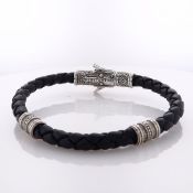 Konstantino Sterling Silver Perseus Double Vessel Leather Bracelet