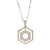 Michael M 14k Yellow Gold Hex Truss Diamond Pendant Necklace