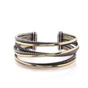 David Yurman Sterling Silver and 18k Yellow Gold Crossover Cuff
