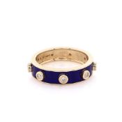 Michael M. 14k Yellow Gold Chroma Extruded Diamond Bezel Ring - Blue