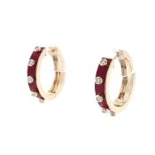 Michael M 14k Yellow Gold Chroma Extruded Bezel Diamond Huggie Hoops - Magenta