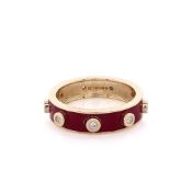 Michael M. 14k Yellow Gold Chroma Extruded Diamond Bezel Ring - Magenta