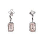 David Yurman Sterling Silver and 14k Rose Gold Novella Morganite and Diamond Drop Earrings