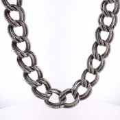 David Yurman Sterling Silver Double Cable/Polished Link Necklace