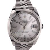 Rolex Stainless Steel Oyster Perpetual Datejust with Silver Dial and Smooth Bezel