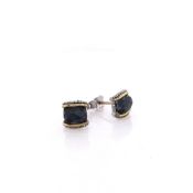 Judith Ripka Sterling Silver with 18K Yellow Gold Blue Quartz/Hematite Earrings