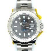 Men's Rolex Yacht-Master with Rhodium Dial and Platinum Bezel on Stainless Steel Oyster Bracelet