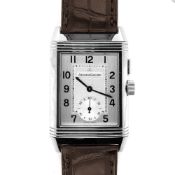 Jaeger Le Coultre Reverso Duoface in Stainless Steel on Brown Alligator Strap