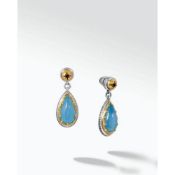 Konstantino Two-Tone Aurora Pear Shape Aqua Doublet Earrings