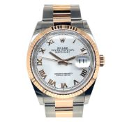 Men's Rolex Datejust with White Dial in Stainless Steel and 18k Rose Gold