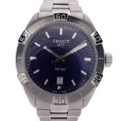 Tissot Stainless Steel PR100 Watch with Blue Dial