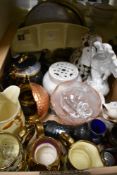 A Carleton Ware 'Tapestry' divided plate, a vintage Burslem teapot, a Mackintosh inspired perfume
