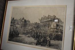 Two framed and glazed etchings after Chas Cattermole.