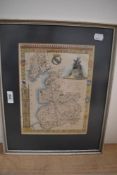 A framed map of Lancashire.