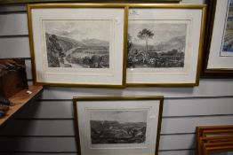 Three framed and glazed etchings Hornby Castle related.