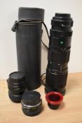 Four various lenses. A Tokina SD 1:3,5-4,5 28-70mm, a Yashica Auto Zoom 1:2 50mm, a Yashinon Auto