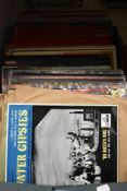 A collection of Shellac records and LP records, including easy listening, brass band and classical
