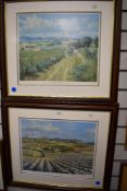 Two artist proof stamped prints Berry picking, Mains of Gray, and Sidlaw Vista from Muirhead after J