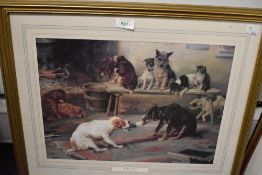 A pair of coloured etchings after W H Trood 1840-1899 The Christmas Cracker.