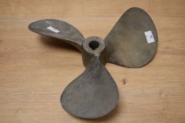 A brass propeller, 12 x 16 RH 1987 impressed to centre of boss.