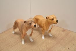 Two Beswick Pottery Staffordshire Bull terrier studies, Model No 3060, designed by Alan Maslankowski