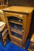 A vintage golden oak hifi/display cabinet , width approx. 58cm