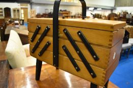 A vintage cantilever sewing box