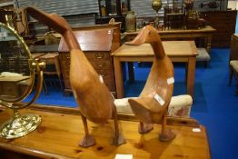 Two treen duck ornaments