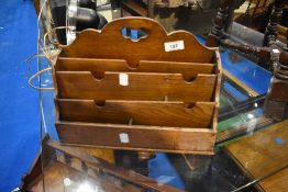 A traditional oak letter rack, approx. W33cm