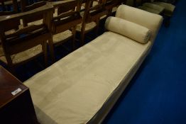 A late 19th or early 20th Century chaise longue having later upholstery