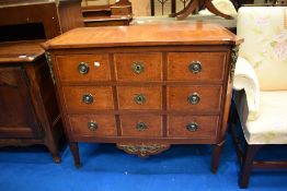 A French walnut three drawer chest , dimensions approx. W104 H86 D58cm