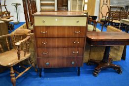 A vintage sapele bedroom chest , width approx 77cm