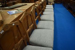 A set of 8 19th Century oak dining chairs , originally from Conishead Priory, made by Aexander
