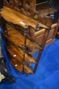 A Victorian walnut wall shelf, width approx 55cm