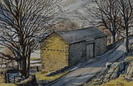*Lake District Interest - James Ingham Riley (20th Century), watercolour, 'Barn At Harry Place',