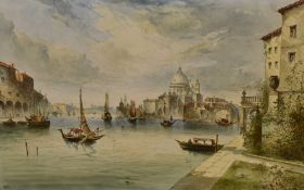 William Yale (19th Century, British), tile painting, A Venetian landscape with the Santa Maria della