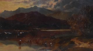 Attributed to E.S. (Edgar Smart) Rowley (1887-1934, British), oil on canvas, A moody Highland