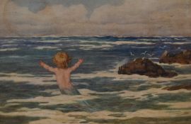 Amelia Bowerley (1873-1916), known as Amalie Mathilde Bauerle, watercolour, An early 20th Century