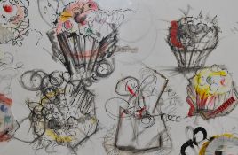 20th Century, collage on paper, A cupcake arrangement, framed and under glass, measuring 50cm x
